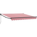 vidaXL Ročna Retraktibilna Tenda Rdeče in Bele Črte 350x250 cm | Shoptok.si