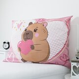 Jerry Fabrics Ružičasta pamučna dječja posteljina za krevet za jednu osobu 140x200 cm Kapybara Heart – | shoptok.hr