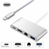 E-green adapter usb 3.1 tip c(m) - hdmi+usb 3.0+Tip C+RJ45(F) Cene