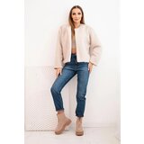 Kesi Włoski Women's fur jacket without fastening beige | Shoptok.si