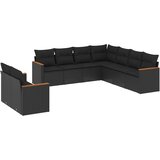  9-dijelni set vrtnih sofa s jastucima crni od poliratana | shoptok.hr
