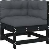  Kutna sofa od masivne borovine s jastucima crna | shoptok.hr