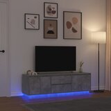 TV ormarić s LED svjetlima siva boja betona 160,5x41x50 cm | shoptok.hr