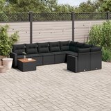  10-dijelni set vrtnih sofa s jastucima crni od poliratana | shoptok.hr