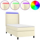 vidaXL Box spring postelja z vzmetnico LED krem 100x200cm umetno usnje, (20899256) Cene