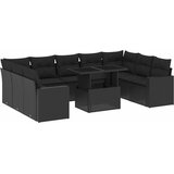  10-dijelni set vrtnih sofa s jastucima crni od poliratana Crna 100 x 55 x 73 cm | Shoptok.si