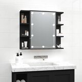 Ormarić s ogledalom i LED svjetlima crni 70 x 16,5 x 60 cm | Eponuda.ba