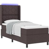vidaXL Box Spring krevet s madracem i LED u tamnosmeđoj boji dimenzija 80x200 cm tkanina | shoptok.hr