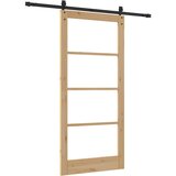  Klizna vrata 93 x 202 cm Masivna borovina i staklo Prirodna | shoptok.hr
