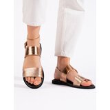 Shelvt Women's flat sandals gold | Shoptok.si