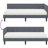 vidaXL Kotna postelja z vzmetnico Temno siva 90 x 200 cm Žamet | Shoptok.si