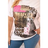 Kesi Włoski Women's cotton Plus Size blouse with colorful print white + pink | shoptok.hr