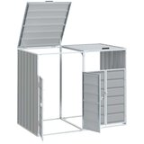 vidaXL Koš za smeti na kolesih za dvojne košare siv 144x81x113cm jeklo | Shoptok.si