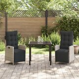 vidaXL 3-delni vrtni jedilni set svetlo sivi poli ratan | Shoptok.si