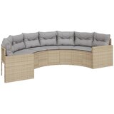 Maison Chic Vrtni kavč - Zunanji kavč z blazinami polkrožen bež poli ratan, (22041038) | Shoptok.si