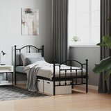  The Living Store Kovinski posteljni okvir z vzglavjem in vznožjem črn 75x190 cm - Posteljni Okvir, (21531018) | Shoptok.si