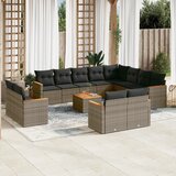  13-dijelni set vrtnih sofa od poliratana s jastucima sivi | shoptok.hr