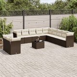 vidaXL 12-dijelni set vrtnih sofa od poliratana s jastucima smeđi | shoptok.hr