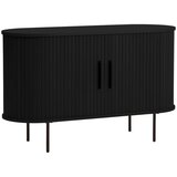 Unique Furniture črna komoda v hrastovem dekorju z drsnimi vrati 120x76x45 cm nola – | Shoptok.si