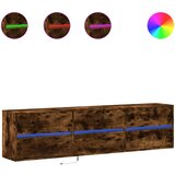 Maison Chic Stenska TV omarica - TV stojalo - Televizijska omarica z LED lučkami dimljeni hrast 180x31x45 cm, (21700056) Cene