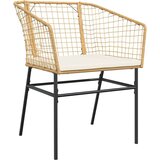  Vrtna garnitura - 6-dijelni vrtni blagovaonski set s jastucima poliratan i staklo Smeđa i krem ​​bijela 200 x 100 x 74 cm 6 | shoptok.hr