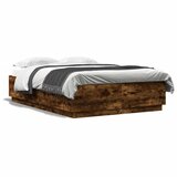 vidaXL Okvir kreveta s LED svjetlima boja hrasta 160 x 200 cm drveni Cijene
