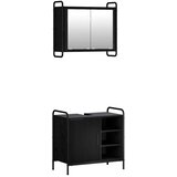  Set ormarića za kupaonicu 2 kom. Crni hrast 65 5 x 34 x 61 cm - Crni hrast Ormar s umivaonikom (1 vrata i 1 polica) + viseći orm | shoptok.hr
