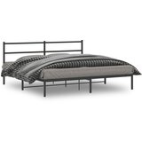 Maison Chic Kovinski Posteljni okvir - Dvoposteljna postelja - Zakonska postelja z vzglavjem črn 180x200 cm, (21693337) | Shoptok.si
