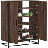 vidaXL Omarica za čevlje rjavi hrast 75x38x97,5 cm inž. les in kovina | Shoptok.si