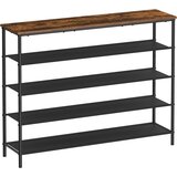 Songmics LBS136B01 5-nivojska ozka omara za čevlje Omara za hodnik s 4 policami iz blaga in pultom za vrečke, polica za čevlje, jeklen okvir, industrijska, rustikalno rjava, (21325692) Cene