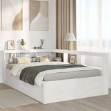  Knjižna postelja brez ležišča bela 120x190 cm trdna borovina | Shoptok.si