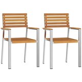  Vrtna stolica 2 pcs Masivno drvo akacije i nehrđajući čelik | Shoptok.si