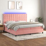 The Living Store Box spring postelja z vzmetnico LED roza 200x200 cm žamet - Box Spring Postelja, (21492569) Cene