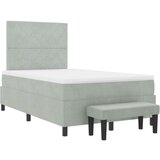 vidaXL Krevet s box springom s madracem i klupom svijetlosiv 120x200 cm baršun | shoptok.hr