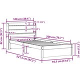 vidaXL Posteljni okvir z vzglavjem 90x200 cm trdna borovina | Shoptok.si