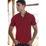 Dewberry T8571 ZIPPER MEN'S T-SHIRT-BURGUNDY-1 Cene