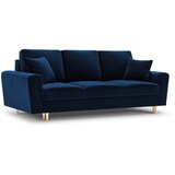 Cosmopolitan Design Modra žametna raztegljiva sedežna garnitura s prostorom za shranjevanje 235 cm Kyoto – | Shoptok.si