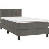  Box spring postelja z vzmetnico LED temno siva 90x200 cm žamet, (20724501) | Shoptok.si