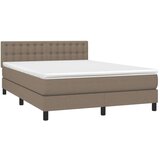  Box spring postelja z vzmetnico LED taupe 140x190 cm blago | Shoptok.si