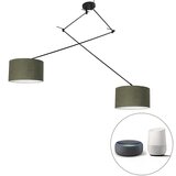 QAZQA Pametna viseča svetilka črna s senčnikom 35 cm zelena vklj. 2 Wifi A60- Blitz | Shoptok.si