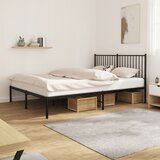 The Living Store Kovinski posteljni okvir z vzglavjem črn 160x200 cm - Posteljni Okvir, (21529355) | Shoptok.si