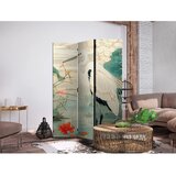  Paravan - By an Asian pond - an illustration in the style of a Japanese engraving depicting a heron 135x172 Dvostrani | shoptok.hr