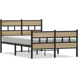 Maison Chic Kovinski Posteljni okvir - Dvoposteljna postelja - Zakonska postelja brez vzmetnice sonoma hrast 120x200 cm, (21694607) | Shoptok.si