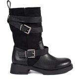 Shelvt Women's black low-heeled ankle boots with buckles | ePonuda.com