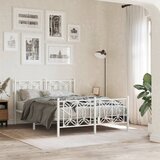 Maison Chic Kovinski Posteljni okvir - Dvoposteljna postelja - Zakonska postelja z vzglavjem in vznožjem bel 135x190 cm, (21696969) | Shoptok.si