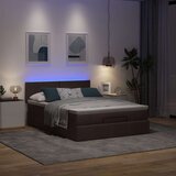  Otomanska postelja z vzmetnico & LEDs rjav 140x190 cm blago, (22011682) Cene