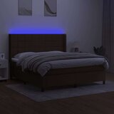  Box spring postelja z vzmetnico LED temno rjava 160x200cm blago, (20895655) | Shoptok.si
