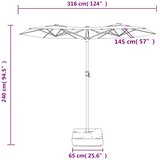  Dvostruki vrtni suncobran crni 316 x 145 cm | shoptok.hr