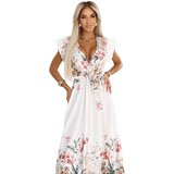 numoco basic 609-1 Satin maxi dress with plunging neckline and floral ombre – boho elegance | Shoptok.si