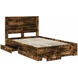  Krevetna konstrukcija s ladicama Dimljeni hrast 135 x 190 cm | shoptok.hr